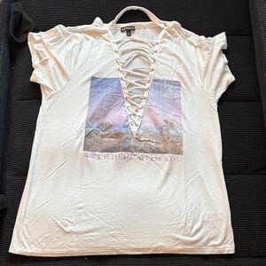 Express White Lace-Up Graphic Tee